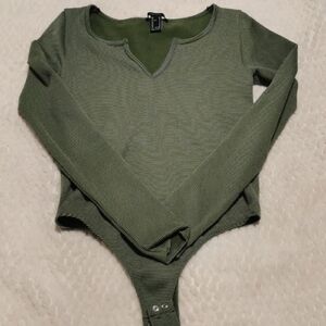 Forever 21 Olive Green Knit Bodysuit